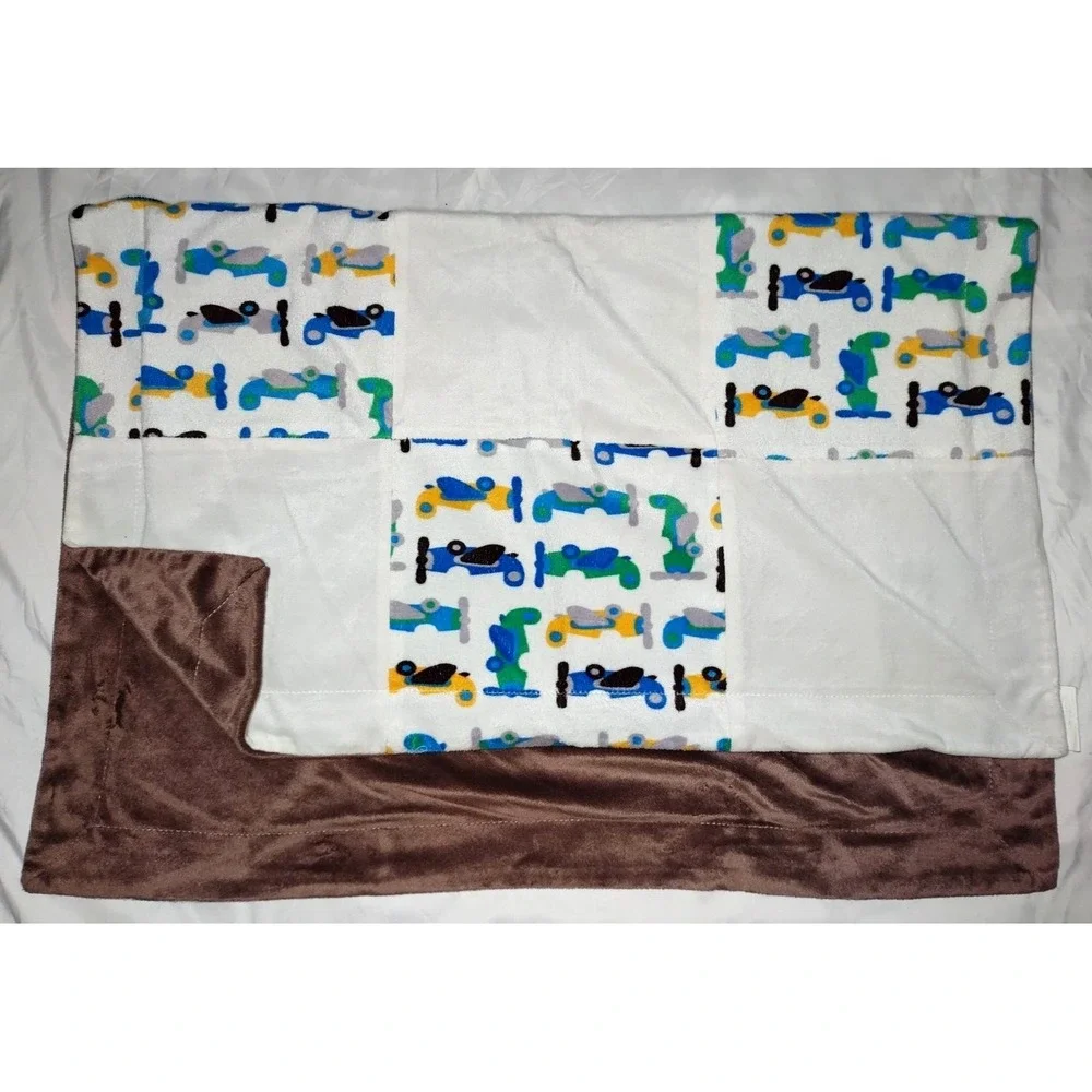 SL Home Fashions Glider Airplane Blanket Patchwork Brown Squares RN# 119741 Baby